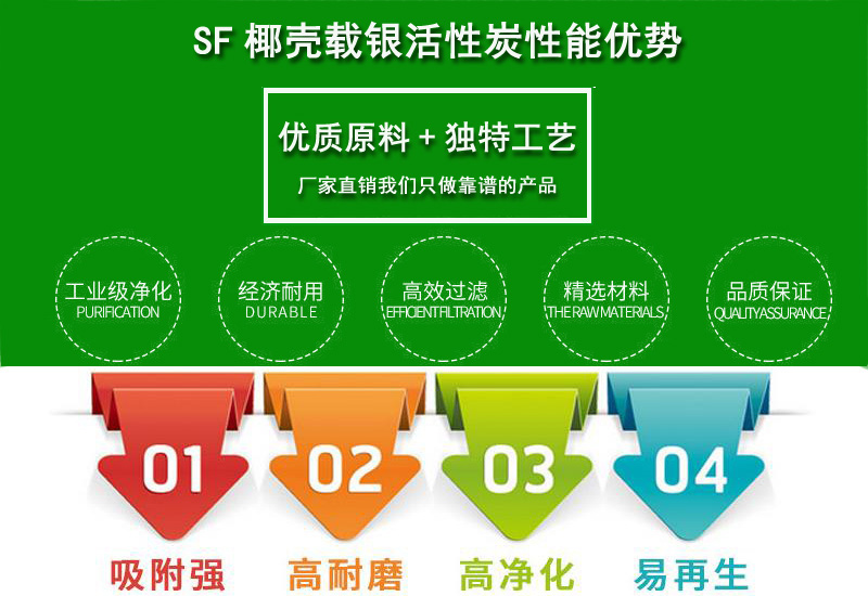 椰殼活性炭/載銀活性炭性能優(yōu)勢 椰殼活性炭/載銀活性炭性能優(yōu)勢